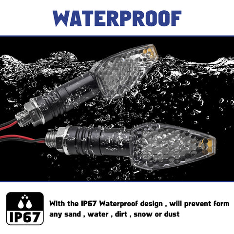 4pcs Mini Stalk Arrow Turn Signal Indicator Blinker 14-LED Front Rear Amber Light Lamps