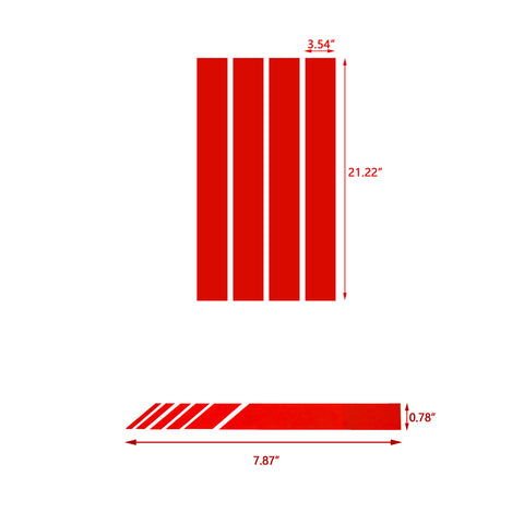 Auto Exterior Decor Front Hood Fender + Rear View Mirror Overlay Stickers Kit