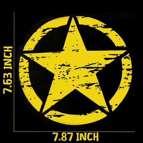 For Jeep Front Hood Sticker - Black/ White/ Yellow Army Military Star Vinyl Graphic Decal for Car Body Trunk Side Fender Door Bumper