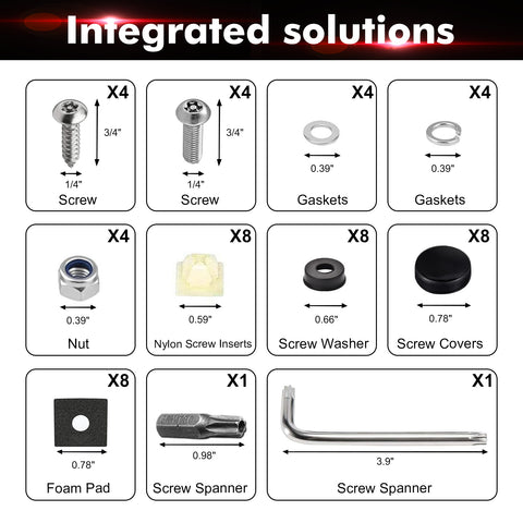 x xotic tech Anti Theft License Plate Screws Kit, Stainless Steel Bolt Fasteners Nut Kits for Car Tag Frame Holder, Tamper Proof Screws Mounting Hardware, 1/4"(M6) Security Screw Set, Rust Proof Screw Caps