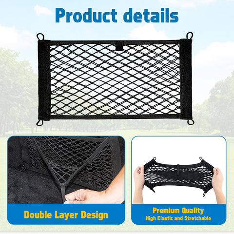 2pcs Small Cargo Net Elastic Pocket Storage Mesh Net for Car Trunk Net, RV, Boat
