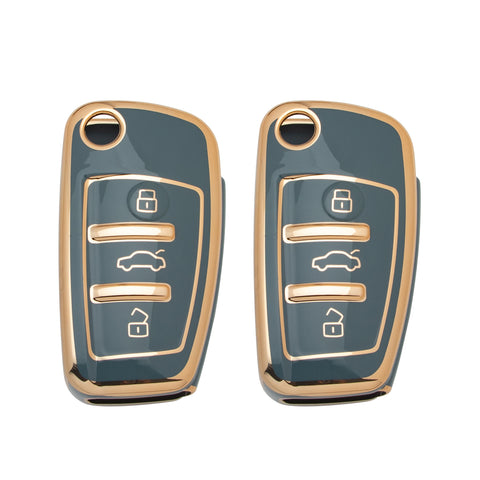 2X TPU Full Cover Flip Smart Key Fob Cover For Audi A1 A3 A4 A6 A8 Quattro