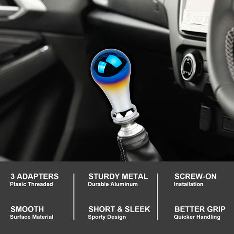 Universal Burnt Blue Alloy Round Ball Shape Car Gear Shift Knob Shifter Lever