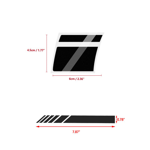 Auto Universal Fit Racing Style 4Pcs Front Hood Fender Double Hash Stripe Stickers + 6Pcs Reflective Wheels Rim Safety Warning Stickers+ 4Pcs Rearview Mirror Slash Mark Decals Set