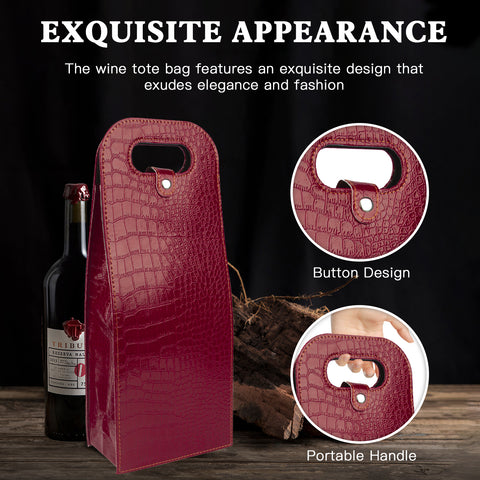 2-Bottle Leather Wine Tote Bag Protector Champagne Gift Bag with Handle For Gift