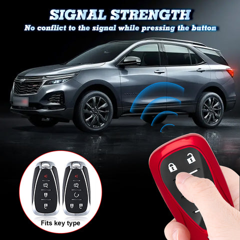 TPU Key Fob Shell Full Cover Case w/ Keychain, Compatible with Chevrolet Camaro Malibu Impala Cruze Volt Bolt Equinox Tahoe Traverse 3/4/5 Buttons Key