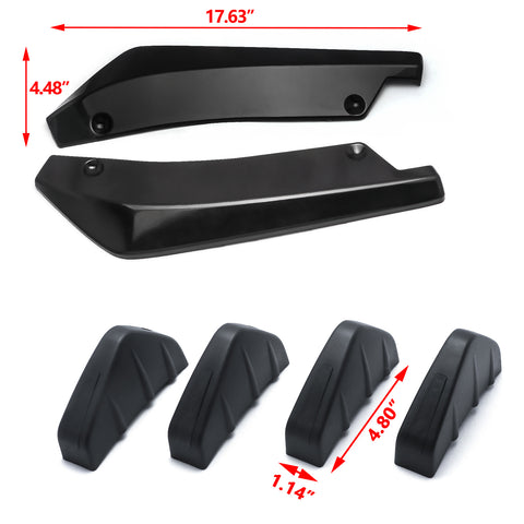 Universal Fit 6Pcs Rear Bumper Wing Lip Diffuser Splitter Shark Fins + Canard Valence Spoiler Deflector Body Kits