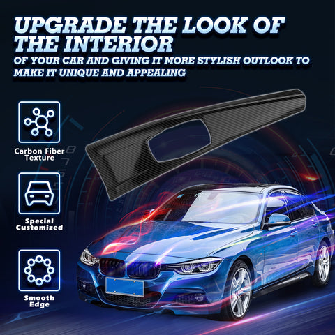 Carbon Fiber Style Armrest Box Multimedia Gear Panel Cover For BMW 3 4 Series