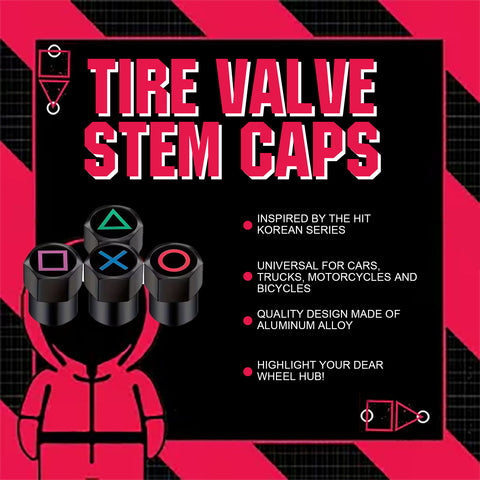 x xotic tech 4pcs Korean Game Style Tire Valve Stem Cover Caps Anodized Aluminum Alloy, Corrosion Resistant Leak-Proof Wheel Valve Cap Set, Universal for Cars Trucks Motorcycles SUVs