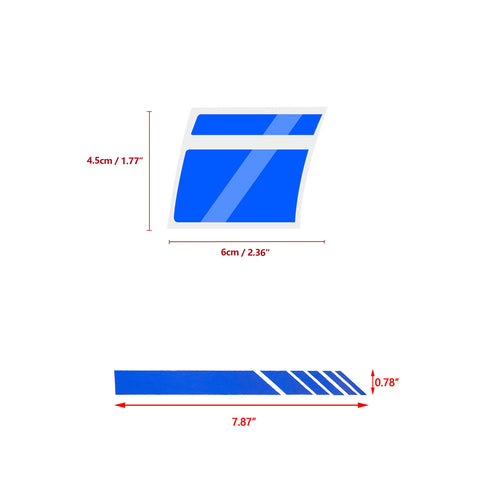 Auto Universal Fit Racing Style 4Pcs Front Hood Fender Double Hash Stripe Stickers + 6Pcs Reflective Wheels Rim Safety Warning Stickers+ 4Pcs Rearview Mirror Slash Mark Decals Set