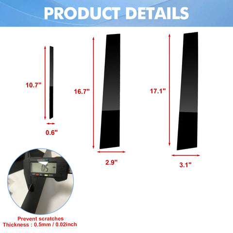 Black Window Pillar Posts Door Trim Piano Cover For Toyota Corolla 2014-2018