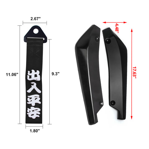 Splitters Canard Diffuser Winglet+Chinese Slogan Towing Strap Wind Universal Fit