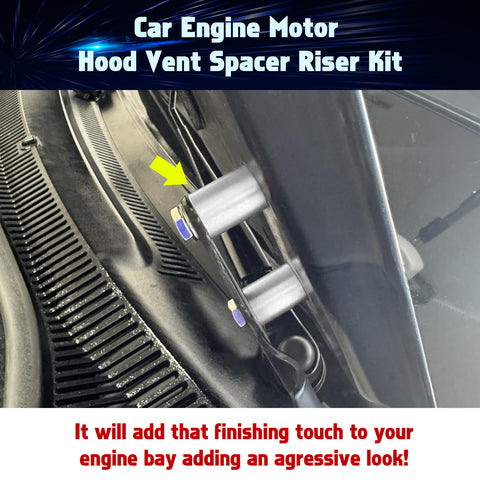 4Sets Steel Bulkhead Riser Kit, Engine Motor Hood Vent Spacer Riser, 1 inch 8mm Aluminum Alloy Engine Hood Ventilation Spacer for Auto Engine Turbo Swap