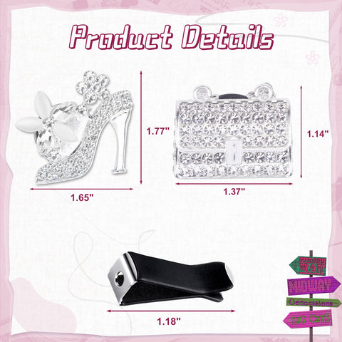 Crystal High Heel & Handbag Car Air Fresheners Diffuser Vent Clips Combo Kit
