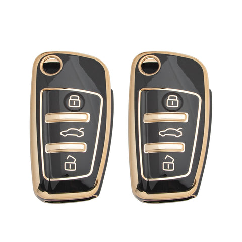 2X TPU Full Cover Flip Smart Key Fob Cover For Audi A1 A3 A4 A6 A8 Quattro