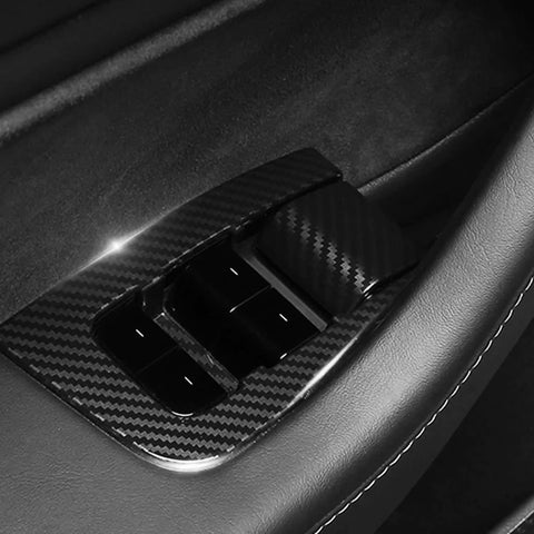 Door Window Switch Lift Button + Dash Wrap Door Covers For Tesla Model 3 Y 2021+