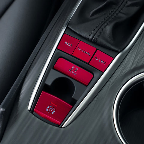 Red P Brake Hold + Window Switch Sticker Cover Combo Trim For Toyota Camry 2018+