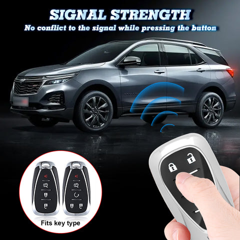 TPU Key Fob Shell Full Cover Case w/ Keychain, Compatible with Chevrolet Camaro Malibu Impala Cruze Volt Bolt Equinox Tahoe Traverse 3/4/5 Buttons Key