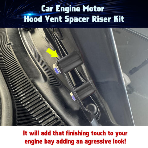 4Sets Steel Bulkhead Riser Kit, Engine Motor Hood Vent Spacer Riser, 1 inch 8mm Aluminum Alloy Engine Hood Ventilation Spacer for Auto Engine Turbo Swap