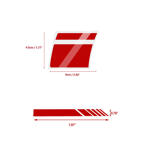 Auto Universal Fit Racing Style 4Pcs Front Hood Fender Double Hash Stripe Stickers + 6Pcs Reflective Wheels Rim Safety Warning Stickers+ 4Pcs Rearview Mirror Slash Mark Decals Set