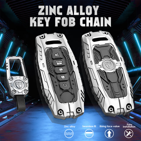 x xotic tech Mech Style Heavy Metal Key Fob Cover Compatible with Nissan Kicks Sentra Versa Rogue Pathfinder 2023 2024 2025, Zinc Alloy Key Case Protector Shell Keychain