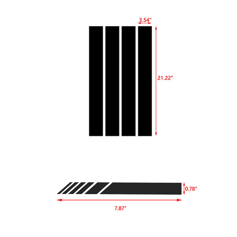 Auto Exterior Decor Front Hood Fender + Rear View Mirror Overlay Stickers Kit