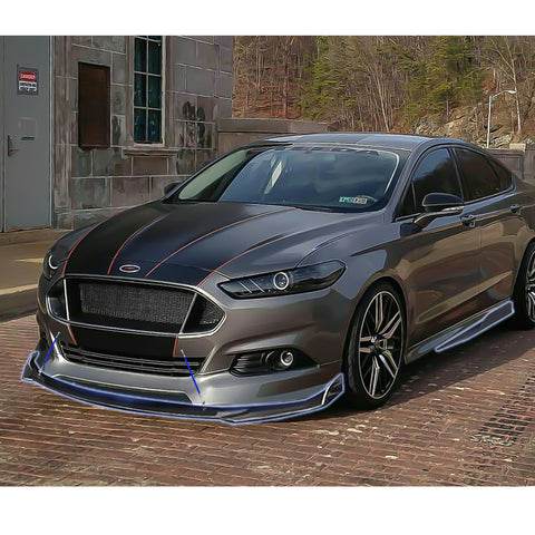 9Pcs Universal Fit Front Bumper Lip Chin Spoiler + Side Skirt Winglets Diffuser + Rear Bumper Canard Splitter Car Body Kits + Adjustable 8"-11" Support Rods