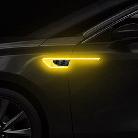 Blue Reflective Carbon Fiber Car Side Door Warning Protector Guard Decals 11.6"