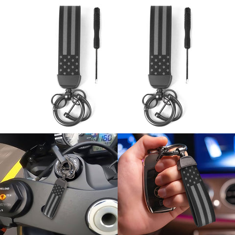 x xotic tech American USA Flag Car Keychain with Zinc Alloy D-Ring 360 Degree Rotatable Anti-Lost Auto Key Chain, Universal Fit for Truck, Ford, Jeep, Men Car Accessories