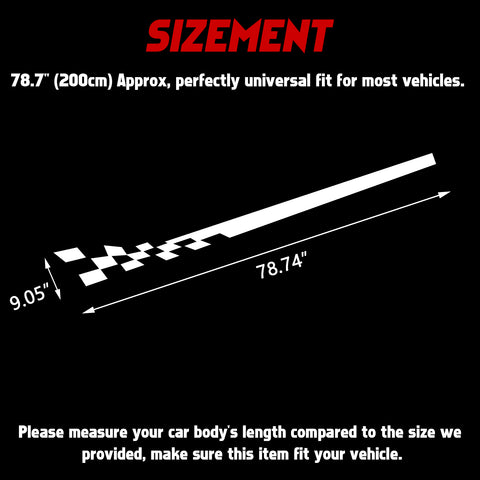 78" Reflective Car Door Body Side Door Vinyl Stripe Graphic Decal Sticker Colorful Checkered Racing Flag Style 2Pcs