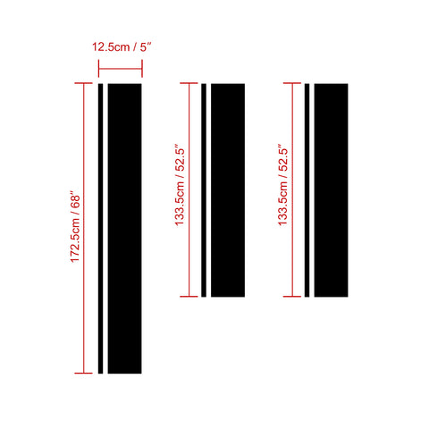 Xotic Tech Left Side Vinyl Car Decal Sporty Stripe Decor Sticker for Mercedes Benz C Class Hood Roof Rear Trunk Black