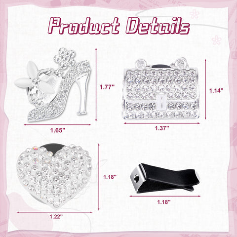Crystal High Heel & Handbag Car Air Fresheners Diffuser Vent Clips Combo Kit