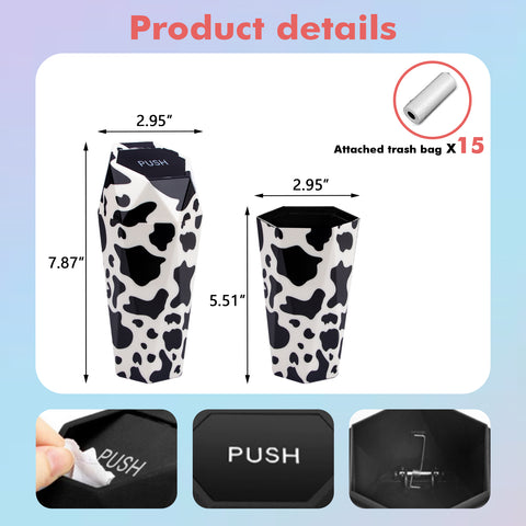 Leak-proof Car Trash Can w/Lid Pop up Waste Litter Storage Holder Bin Combo Kit