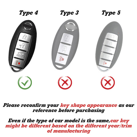 For Nissan/Infiniti 4-Button Carbon Fiber ABS Silicone Cover Remote Key Case Fob