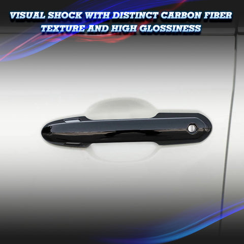 Side Door Handle Cover Trim w/ Keyless Hole Compatible with Toyota Rav4 2019-2024 Highlander 2020-up, Gloss Black (4pcs)