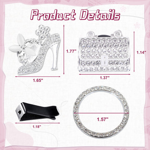 Crystal Bling Car Air Vent Clip Engine Start/Stop Button Ring Cover Decoration