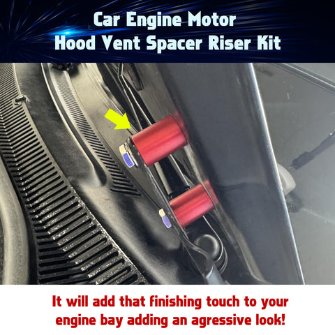 4Sets Steel Bulkhead Riser Kit, Engine Motor Hood Vent Spacer Riser, 1 inch 8mm Aluminum Alloy Engine Hood Ventilation Spacer for Auto Engine Turbo Swap