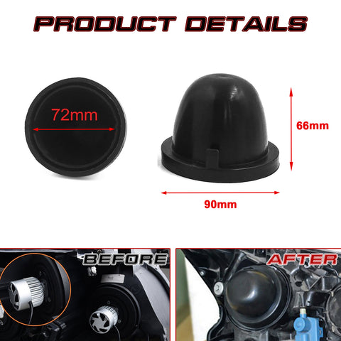 Rubber Housing Dust Seal Caps HID LED Light Aftermarket Headlamp Retrofit