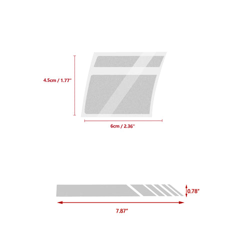 Auto Universal Fit Racing Style 4Pcs Front Hood Fender Double Hash Stripe Stickers + 6Pcs Reflective Wheels Rim Safety Warning Stickers+ 4Pcs Rearview Mirror Slash Mark Decals Set