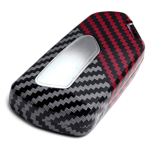 x xotic tech Glossy Black/Red Mix Color Carbon Fiber Texture Hard Plastic Key Fob Cover Case Compatible with Volkswagen MK8 VIII Golf/GTI ID.3 or Skoda Octavia or Seat Leon MK4 Tarraco Ateca