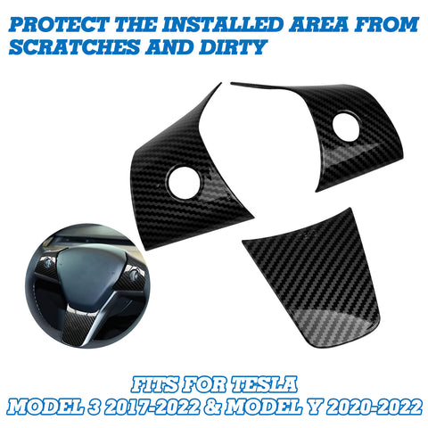 Carbon Fiber ABS Set Steering Paddle Shifter Trim Cover For Tesla Model 3 2017-2023 & Model Y 2020-up