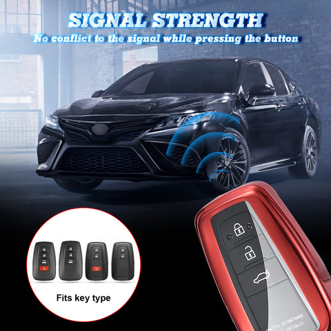 Blue / Black / Red / Rose Gold / Silver Full Protection Soft TPU Smart Key Fob Cover for Toyota Prius Prime GT 86 Camry Hybrid C-HR Corolla Hatchback RAV4 Avalon