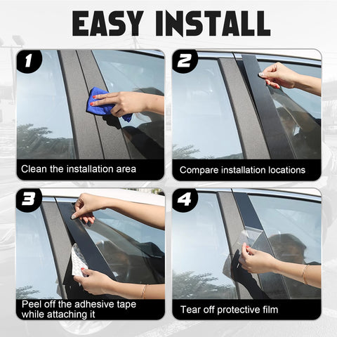 x xotic tech Pillar Post Side Door Window Cover Trim Pre-Cut Molding, Compatible with Honda CRV 2023-up (Glossy Black)