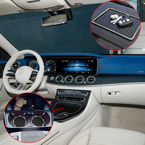 Sparkly Anti-Slip Car Cup Holder Coasters Dashboard Sticky Pad Mat Combo Kit