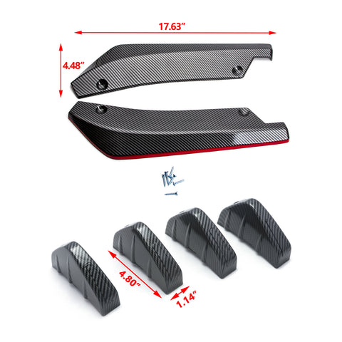 Xotic Tech JDM Rear Bumper Diffuser Valance Spoiler Fin Lip Trim Universal Car Side Fender Skirt Lip Splitter Canard Protector