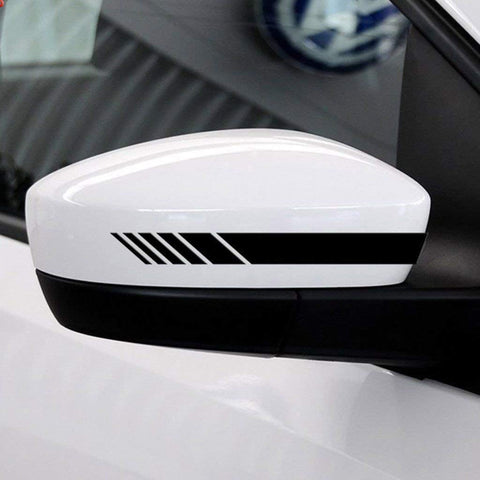 Auto Universal Fit Racing Style 4Pcs Front Hood Fender Double Hash Stripe Stickers + 6Pcs Reflective Wheels Rim Safety Warning Stickers+ 4Pcs Rearview Mirror Slash Mark Decals Set