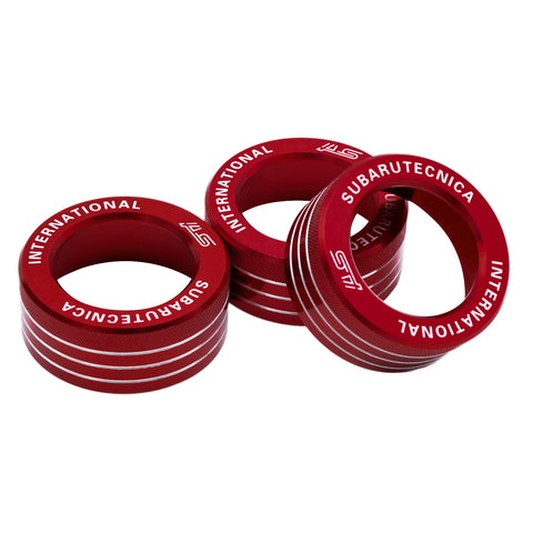 3x AC Climate Control Radio Volume Knob Ring Covers Trim for Subaru WRX STI Blue/Red