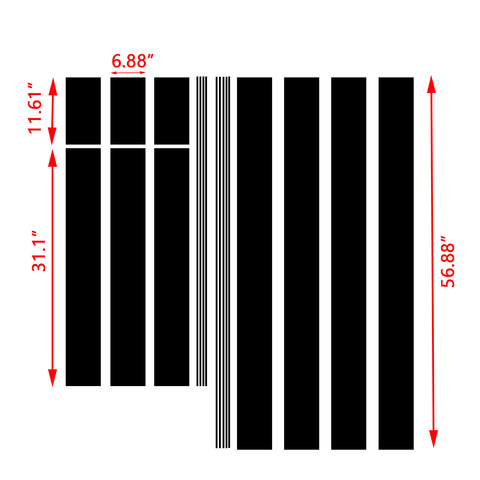 Xotic Tech Glossy Vinyl Racing Stripe Car Hood Graphics Decal Sticker for Hood Roof Rear Trunk Decoration Compatible with Ford Mustang 2015-up