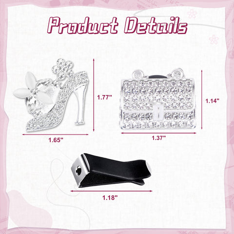 Crystal High Heel & Handbag Car Air Fresheners Diffuser Vent Clips Combo Kit