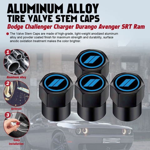 x xotic tech // Slash Tire Valve Stem Cover Caps Compatible with Dodge Challenger Charger Durango Avenger SRT Hornet R/T Dart Journey Magnum Nitro Caliber Aluminum Alloy Wheel Valve Cap Set(4Pcs)